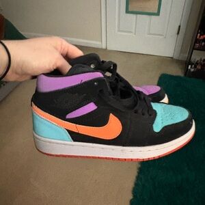 Nike Kids Sneakers in Black, Orange, and Purple